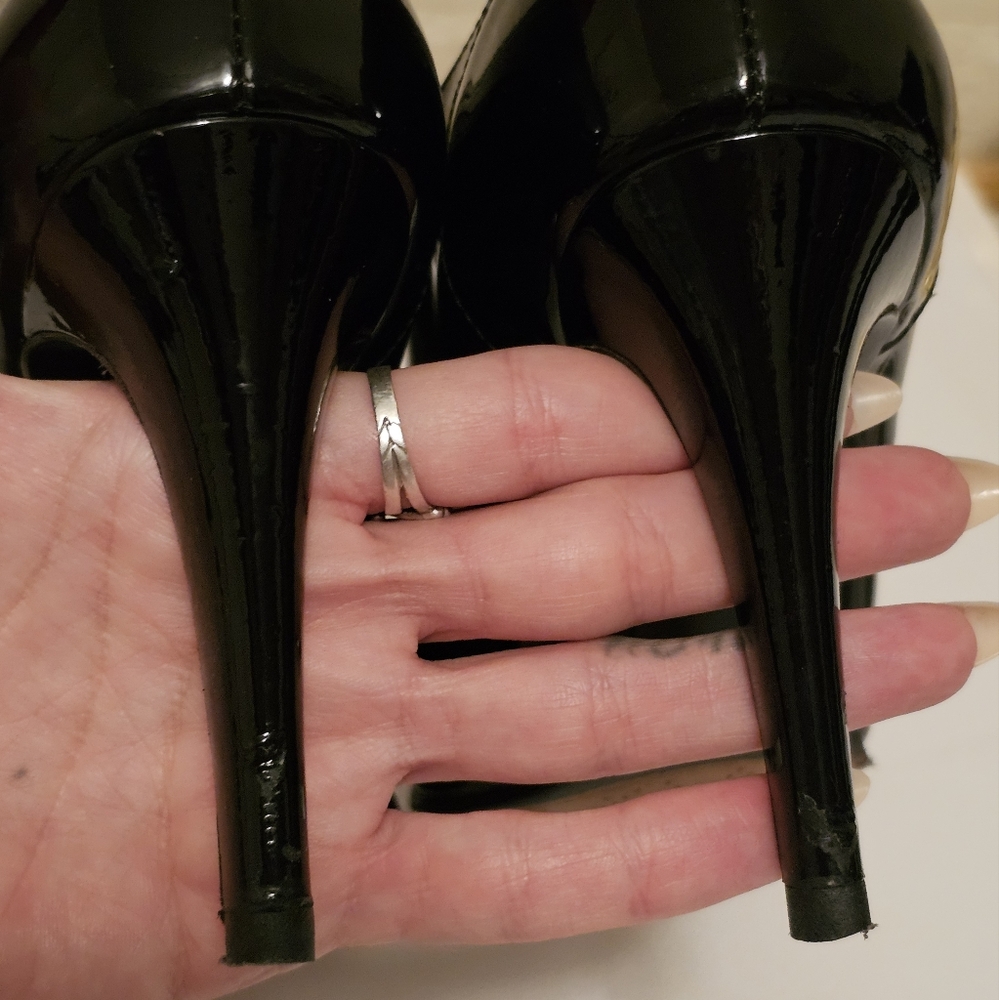 SALE Chanel Black Patent Leather Booties Loafer Style Heels with gold CC - Picture 8 of 16